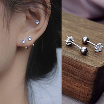 Ear bone nail female fine needle silver ear needle 2021 New Tide single male ear stud earrings earrings earring screw screw buckle