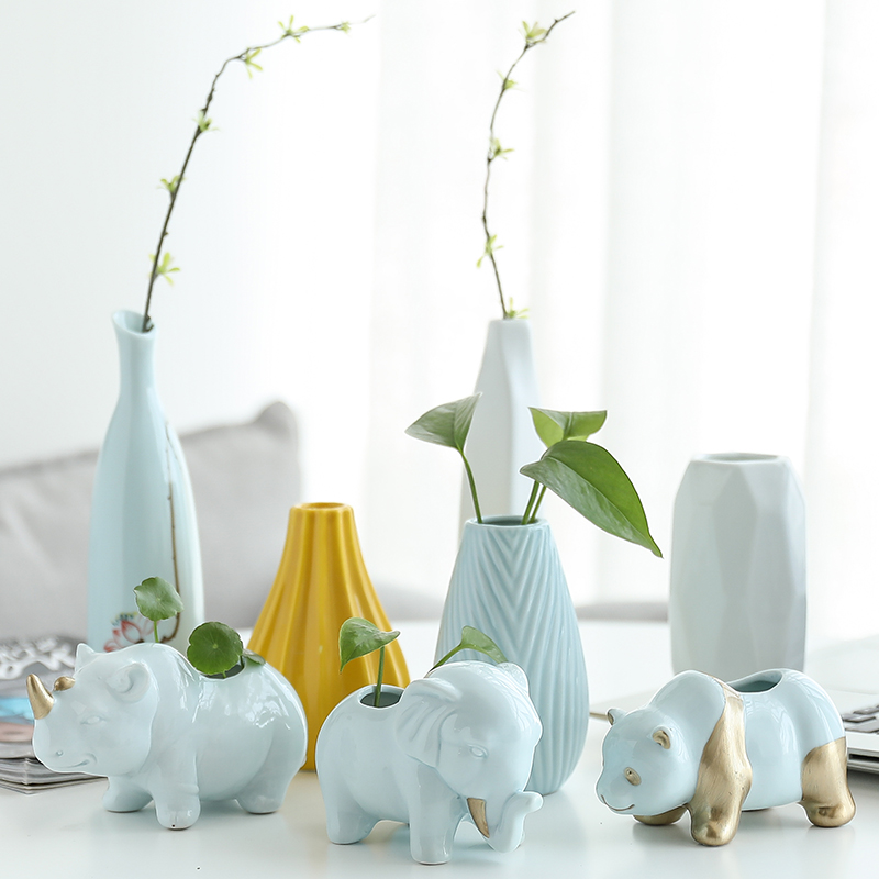 Home sitting room adornment flower implement modern creative furnishing articles grass cooper hydroponic container small pure and fresh flower vase celadon