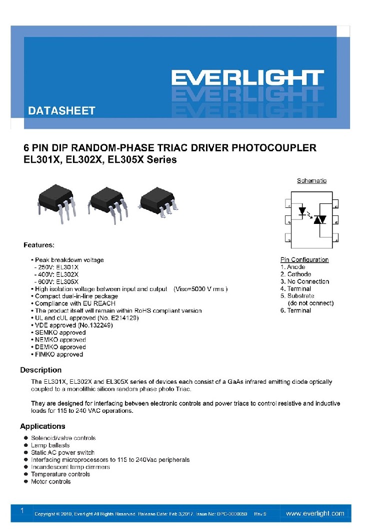 原装el亿光直插光耦el3021 dip--6 光电耦合器 原厂直销 品优价实