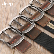 JEEP Jeep canvas belt mens belt Casual young fashion Korean version of denim pin buckle mens and womens woven pants