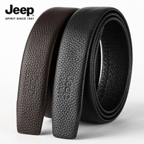 Jeep Jeep first layer cowhide without scalp with mens automatic buckle needle buckle punch belt men without head pants with tide