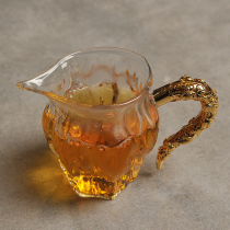 Kung Fu tea set hand blown golden flower walnut tea sea high temperature thick large capacity side glass Road Cup