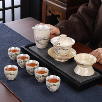 Silver tea set set gem yellow handmade gilt gilt tea set Cup personal tea cup ceramic tea set gift box