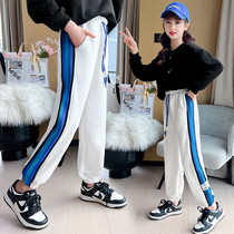 girls' sweatpants spring 2022 new western style big kids outerwear all match loose casual thin ankle pants trendy