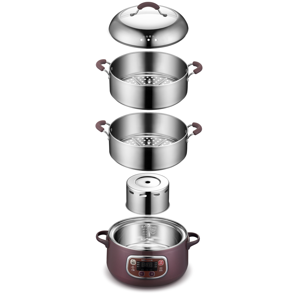 little bear electric steamer multi-function household stainless steel three-layer large-capacity steaming and boiling stew-shabu-shabu steam pot