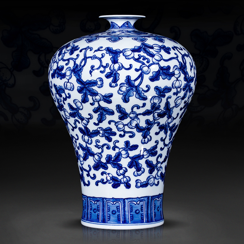 Jingdezhen ceramic antique hand - made of blue and white porcelain vase furnishing articles flower arranging new Chinese style porch decoration decoration