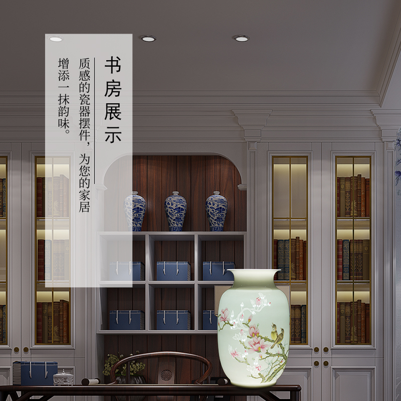 Jingdezhen ceramics vase furnishing articles CV 18 flower arranging device offerings and sitting room adornment furnishing articles of the new Chinese style household