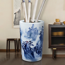 Jingdezhen ceramic calligraphy and painting cylinder font picture tube put umbrella barrel scroll cylinder umbrella storage floor vase decorative ornaments