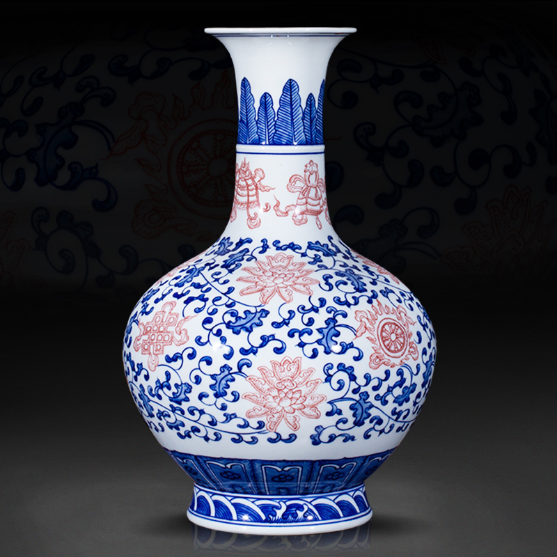 Jingdezhen ceramics furnishing articles antique blue and white porcelain vase bound branches sweet figure sitting room of Chinese style household crafts