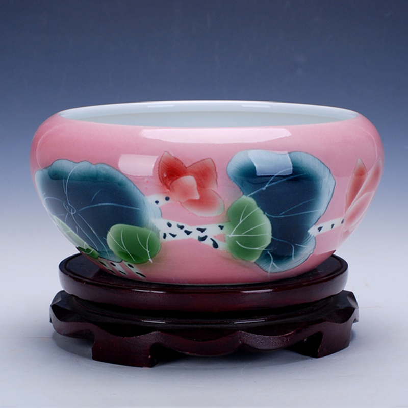 Jingdezhen ceramics craft goldfish bowl the tortoise cylinder shallow water lotus pond lily fish pot pot sitting room furnishing articles