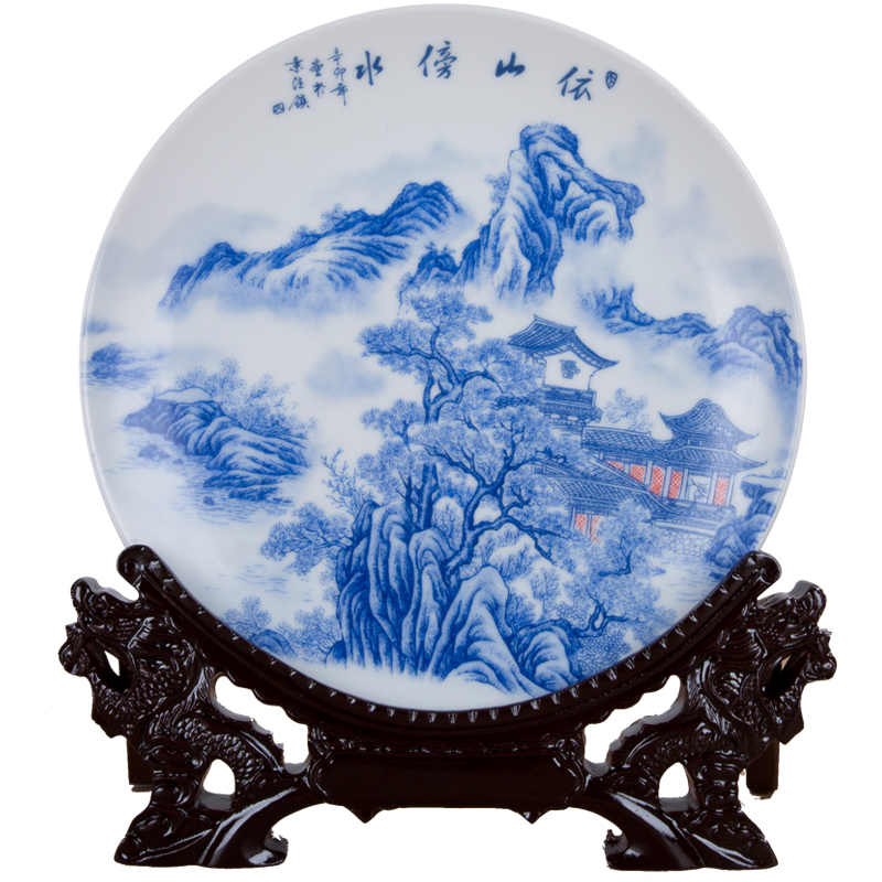 Jingdezhen ceramics decorated hang dish plate 21 cm plate of household adornment handicraft furnishing articles