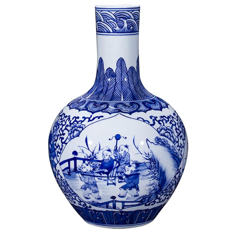 Jingdezhen ceramics vase imitation the qing qianlong baby play tree flower arranging new Chinese style household adornment furnishing articles