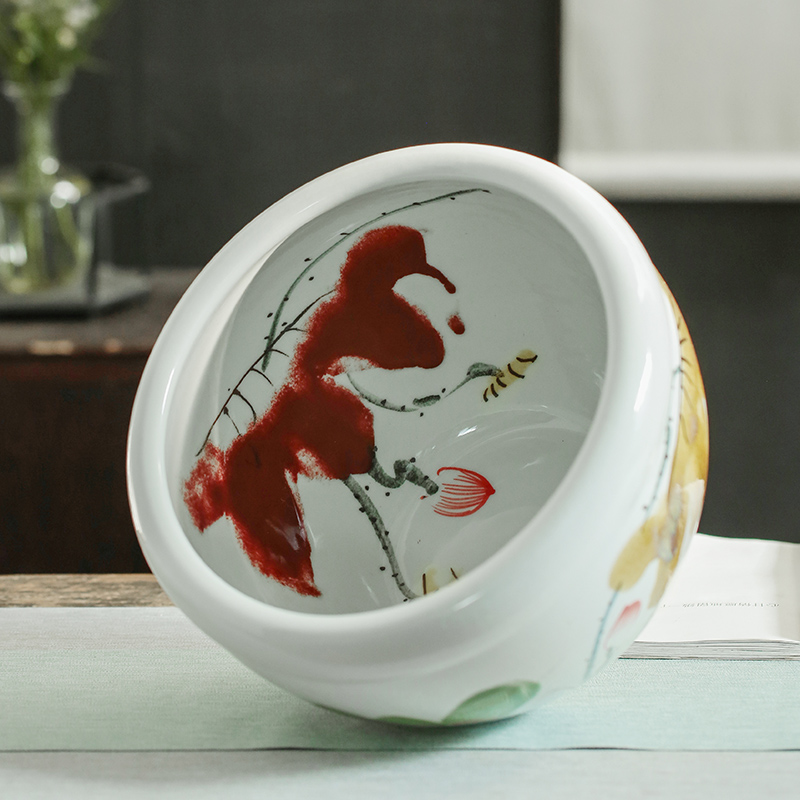 Jingdezhen ceramic aquarium furnishing articles sitting room aquarium desktop goldfish lotus home feng shui aquarium fish bowl