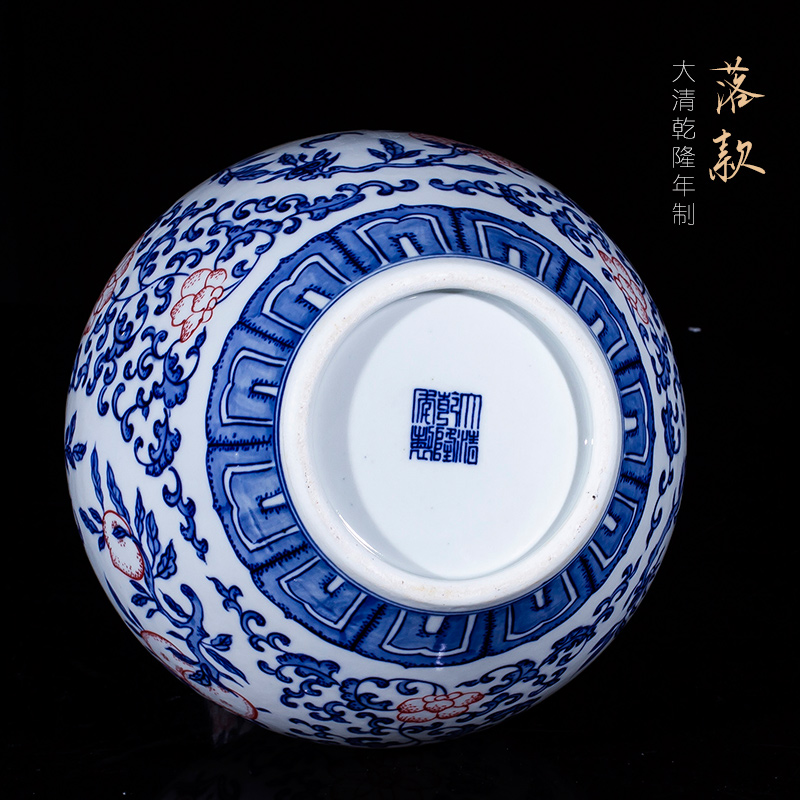 Jingdezhen blue and white hand - made ceramic antique bound lotus flower vases, flower arranging the celestial sphere of new Chinese style sitting room adornment is placed