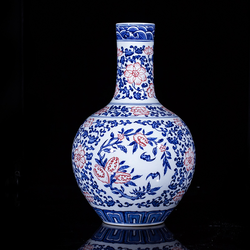 Jingdezhen blue and white hand - made ceramic antique bound lotus flower vases, flower arranging the celestial sphere of new Chinese style sitting room adornment is placed