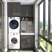 Washing machine one cabinet balcony combination toilet washbasin space aluminum custom quartz stone countertop double machine washing wardrobe