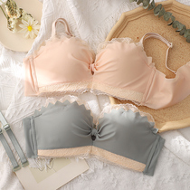 Summer strapless non-slip underwear womens rimless thin small bra gathered students bra beautiful back Japanese lace