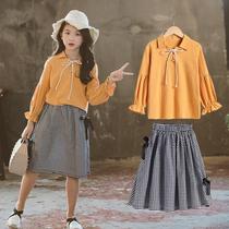 Online Red Girl Suit Foreign Air 2023 New Spring Dress Korean Version CUHK Child Girl Trendy Two Sets Children Clothing