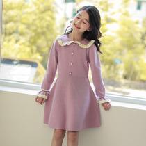 Girls dress New Years dress New spring autumn CUHK Scout sweater dress jacket with long childrens baby wool dress
