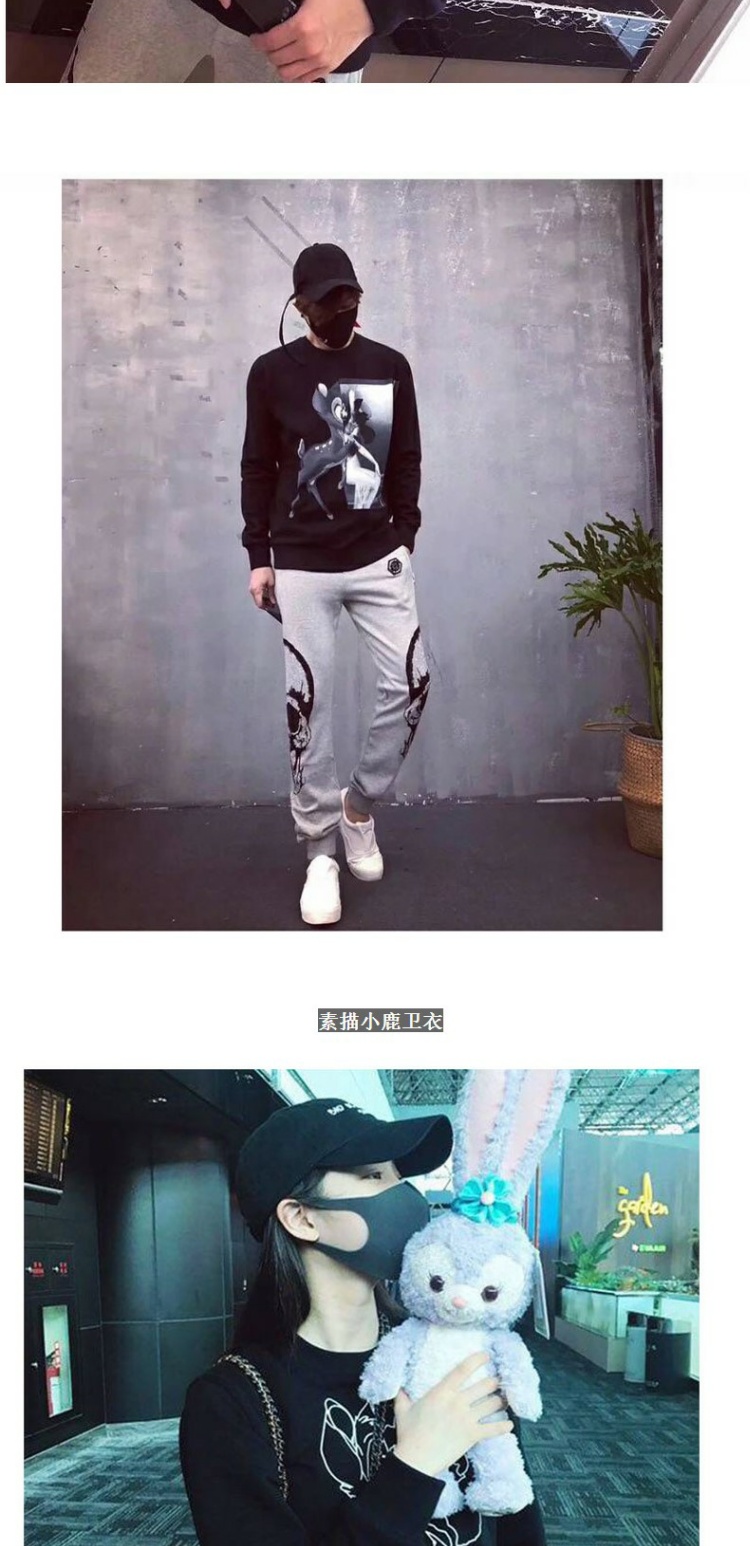 香港潮牌小鹿卫衣女潮ins2020新款秋冬男女情侣冬大码男明星同款商品详情图