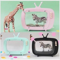 ins New wooden TV piggy bank Childrens room jewelry decoration Nordic photo photography props ornaments