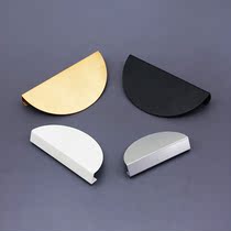 New Chinese handle cabinet pure copper semi-circular European-style bookcase wardrobe door Nordic light lavish cabinet door to half copper handle