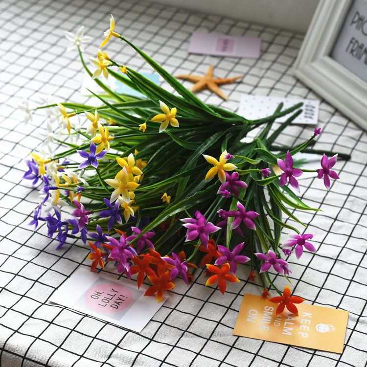 The Desktop decoration flowers fake plastic flower, the five fork simulation aquatic the plants camellia snow orchid, the flowers, small tea table