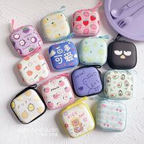 Bear wired headset storage bag mini data cable charger finishing box small portable cartoon cute woman