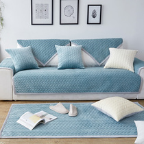 Plush sofa cushion winter padded non-slip cushion simple modern European solid color velvet cover towel all-inclusive