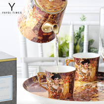 Yayoi period Mrs Bauer Oil painting Bone China Coffee cup Saucer pot tray Large capacity mug European style Afternoon tea