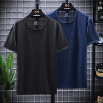 Summer new breathable outdoor thin short sleeve quick-drying T-shirt mens sports elastic running round neck T-shirt men