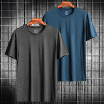Short sleeve T-shirt for men 2021 Summer new sports speed dry clothes ice silk elastic round collar loose and fast dry clothes