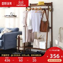Ruifan solid wood coat rack simple modern clothes rack floor bedroom hangers simple household clothes rack