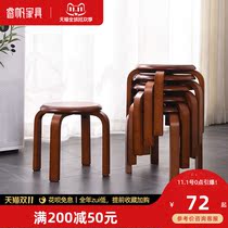Solid Wood low stool small stool Home Childrens round stool living room coffee table dining stool fashionable simple shoe stool bench wooden bench