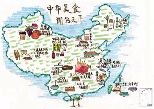 中国美食地图 简笔画图片