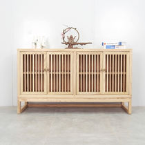 New Chinese-style living room sideboard ash wood porch side cabinet showcase locker simple solid wood low cabinet tea cabinet
