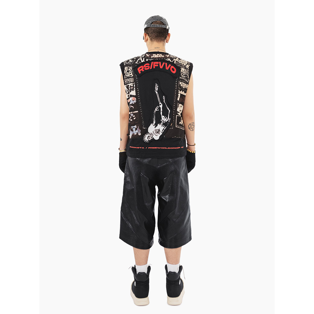 F.V.V.O & ROCKSTA  复古乐队印绣垫肩背心 SHOULDER VEST