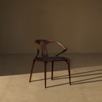 North American black walnut dining chair Italian light luxury office chair wood wax craft simple wood wax oil craft simple solid wood chair with armrests