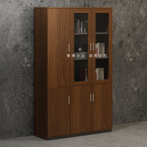 Office furniture big cabinet wood office cabinet with glass bookcase storage information cabinet document cabinet