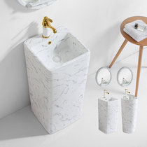 Hand-painted ceramic column basin integrated vertical underglaze color wash basin floor-standing toilet art column wash table