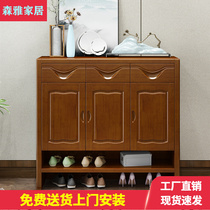 Solid wood shoe cabinet doorway multilayer containing large capacity Chinese modern simple Yoon closing cabinet storage wood cabinet