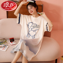2022 New sleeping dress Women Summer thin Pure Cotton Short Sleeve Cute Young Girl student Home Sleeping Clothes women Summer