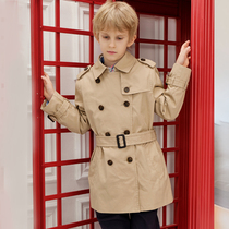 Boy Windcoat Jacket Spring Autumn 2022 New Tide Medium Long children Ocean Han version Inren CUHK Tong Leisure