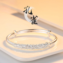 Peacock bracelet 9999 sterling silver female ins niche design Young Phoenix best friend foot silver bracelet birthday gift