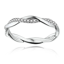 18K gold proposal wedding diamond ring row staggered arm diamond ring female Eternal Diamond Ring