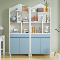 Solid wood bookcase childrens bookshelf student bedroom two-door bookcase home floor rack study simple locker