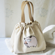 Japanese lunch box bag bundle mouth canvas bento bag Lunch box bag Bento bag handbag lunch box bag Cute office worker