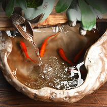 Home small living room fish tank water device decoration decoration feng shui Zhaocai fountain desktop new Chinese creative gifts