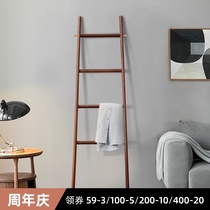 Black walnut coat rack simple bathroom clothes rack living room household stairs solid wood hanger floor bedroom