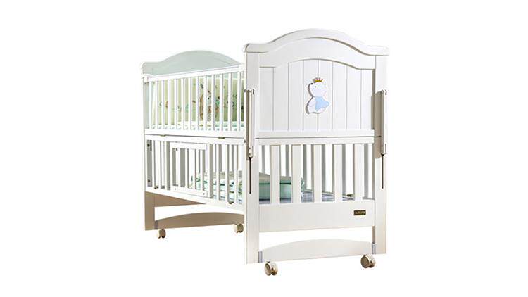 可优比婴儿床 天然松木可拼接